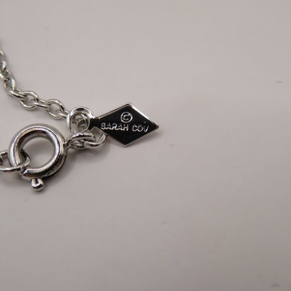 Sarah Coventry Vintage Silver Tone with Pink Rhinestone Tassel Necklace - Picture 5 of 8